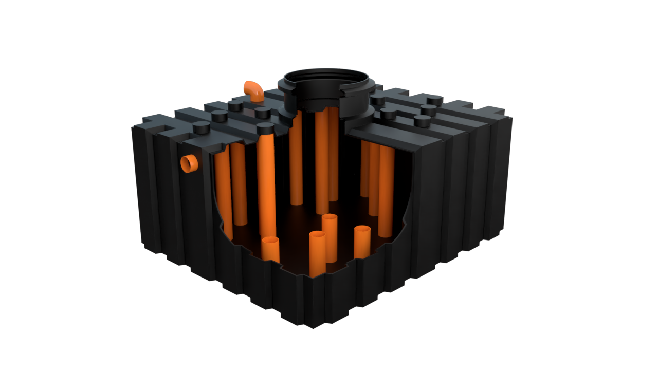 Řez plastové jímky SPARTAKUS 4000 (4 m³ / 4000 litrů)